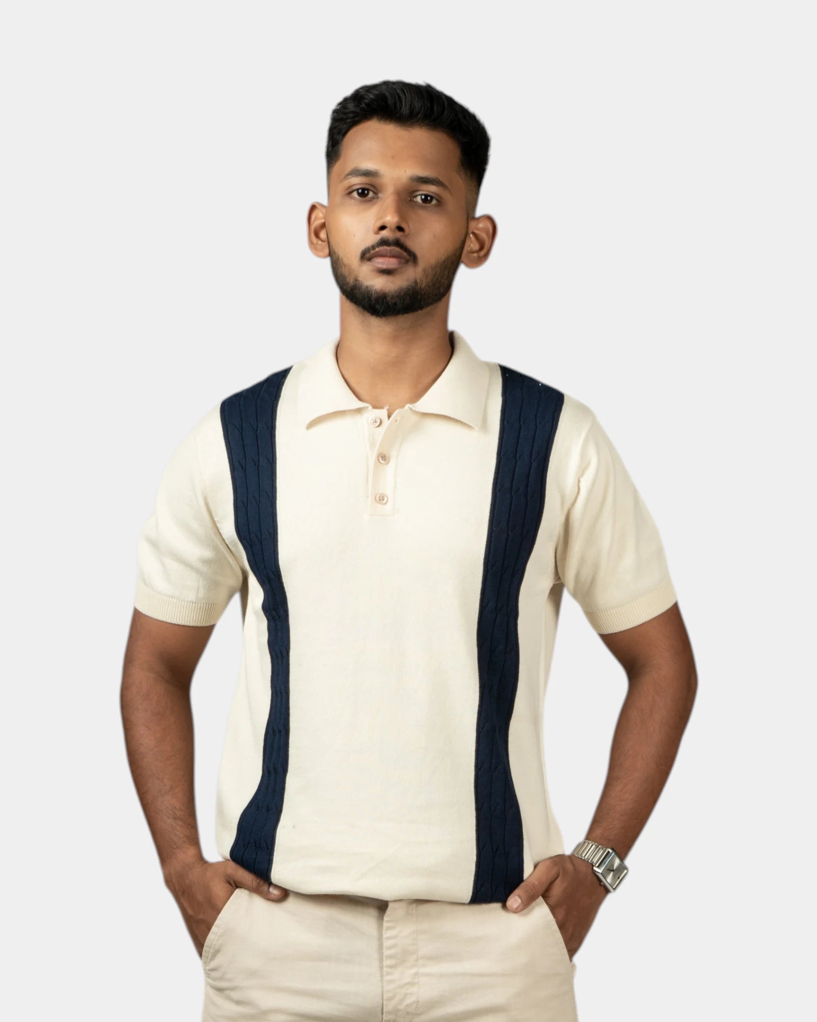 Ivory Noir — Jacquard Polo