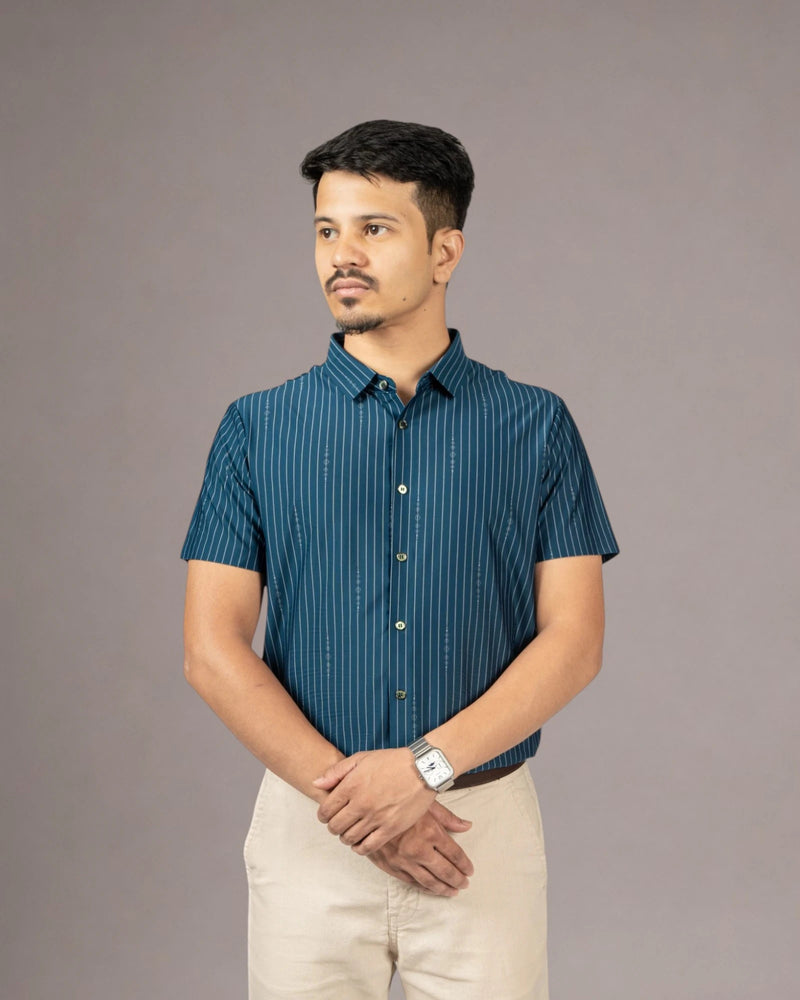 Obsidian Teal - Half Sleeves Shirt