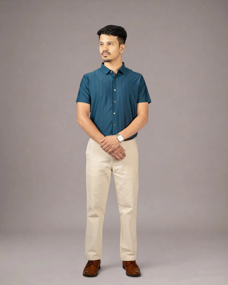 Obsidian Teal - Half Sleeves Shirt