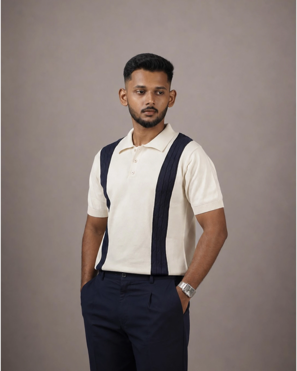 Ivory Noir — Jacquard Polo