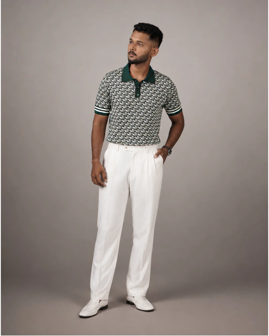 Noir Matrix — Jacquard Polo