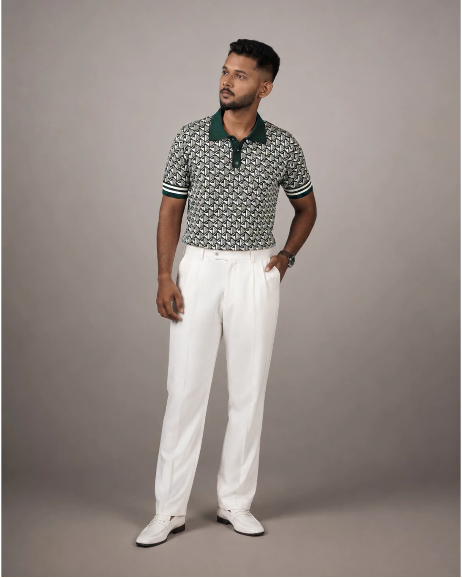 Noir Matrix — Jacquard Polo