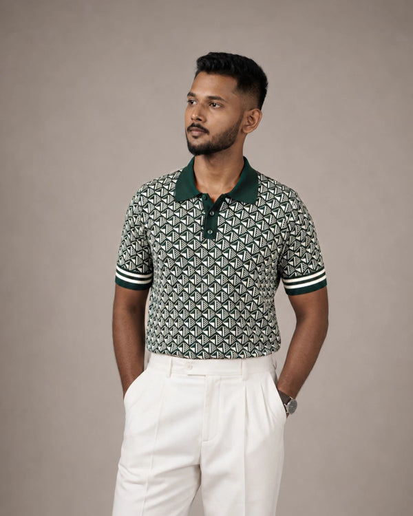 Noir Matrix — Jacquard Polo