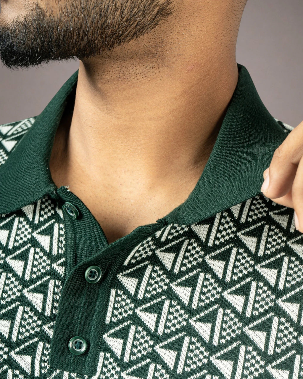Noir Matrix — Jacquard Polo