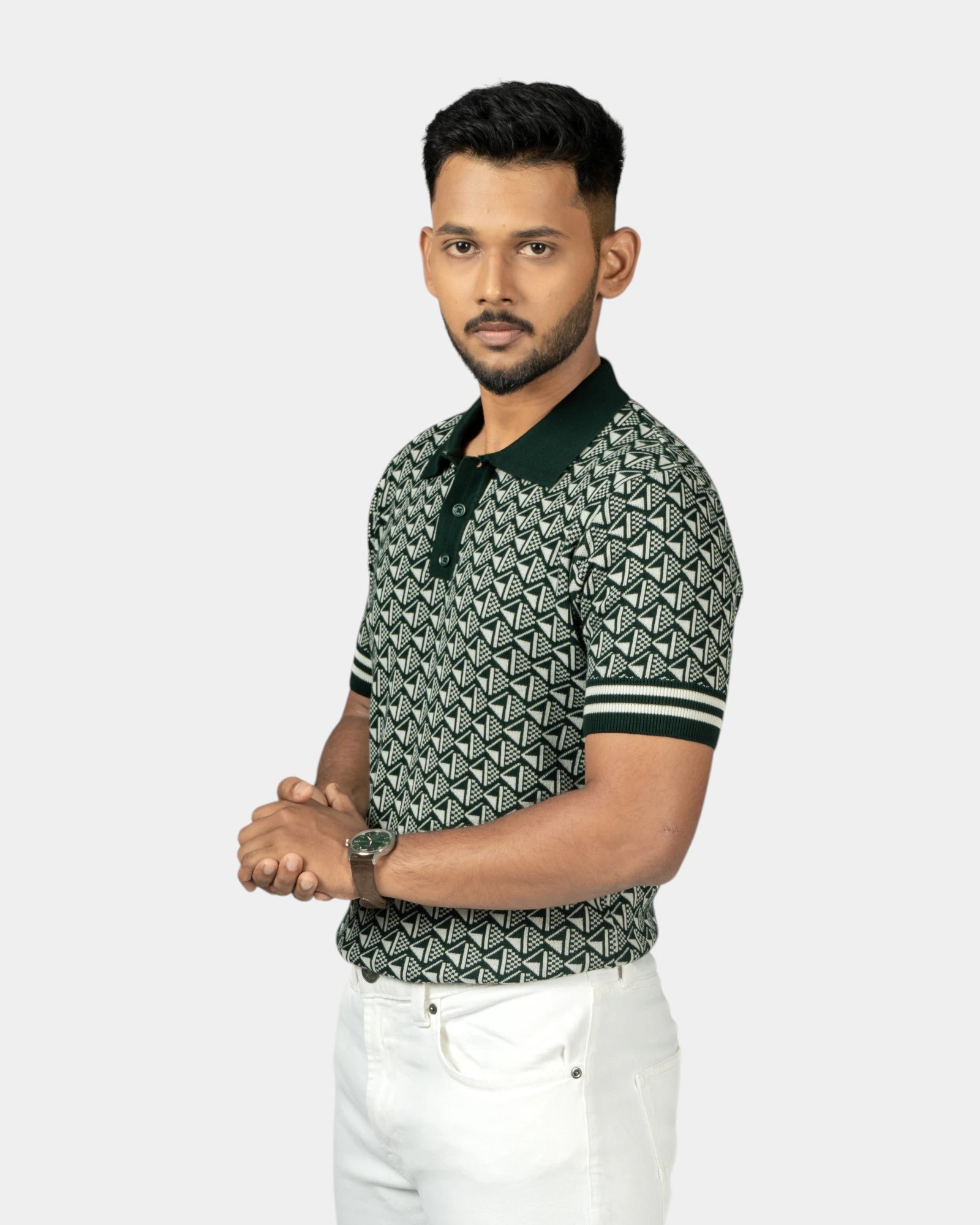 Noir Matrix — Jacquard Polo