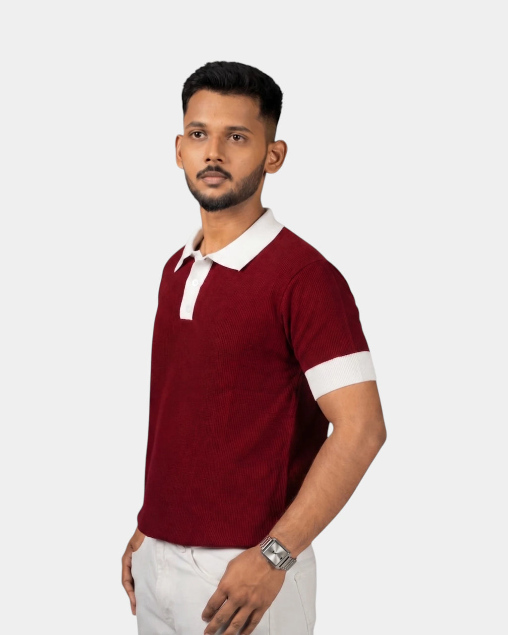 Oxblood Bone — Jacquard Polo