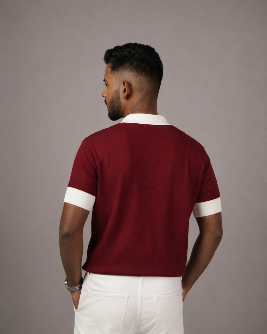 Oxblood Bone — Jacquard Polo