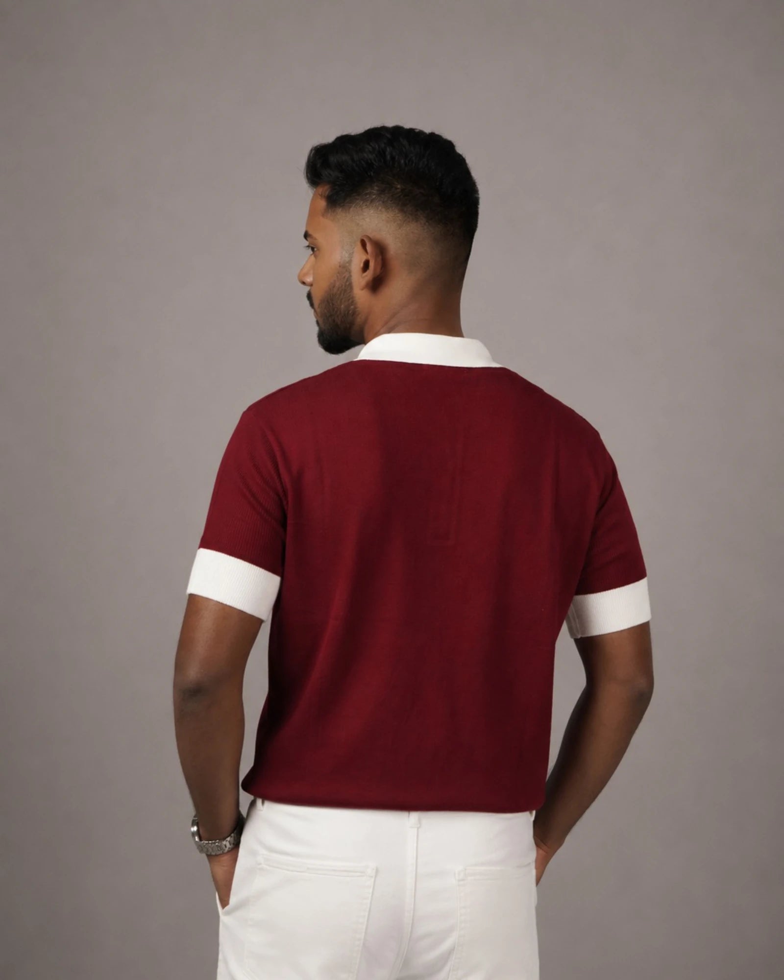 Oxblood Bone — Jacquard Polo