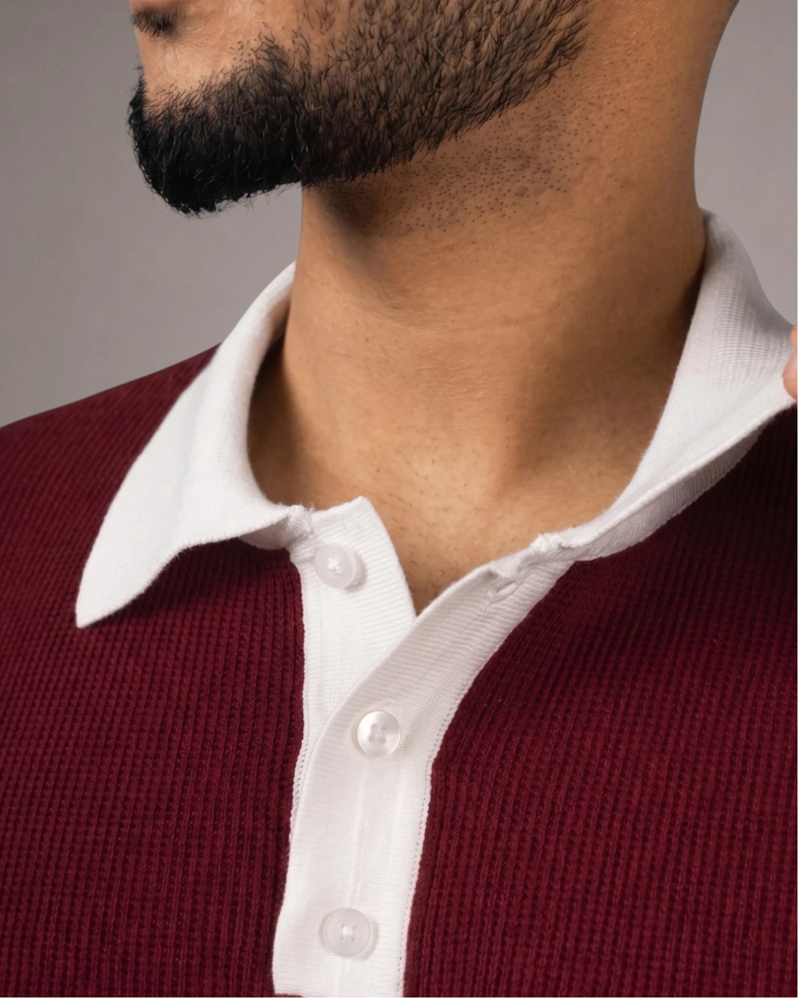 Oxblood Bone — Jacquard Polo
