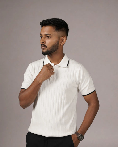 Alabaster Column — Jacquard Polo
