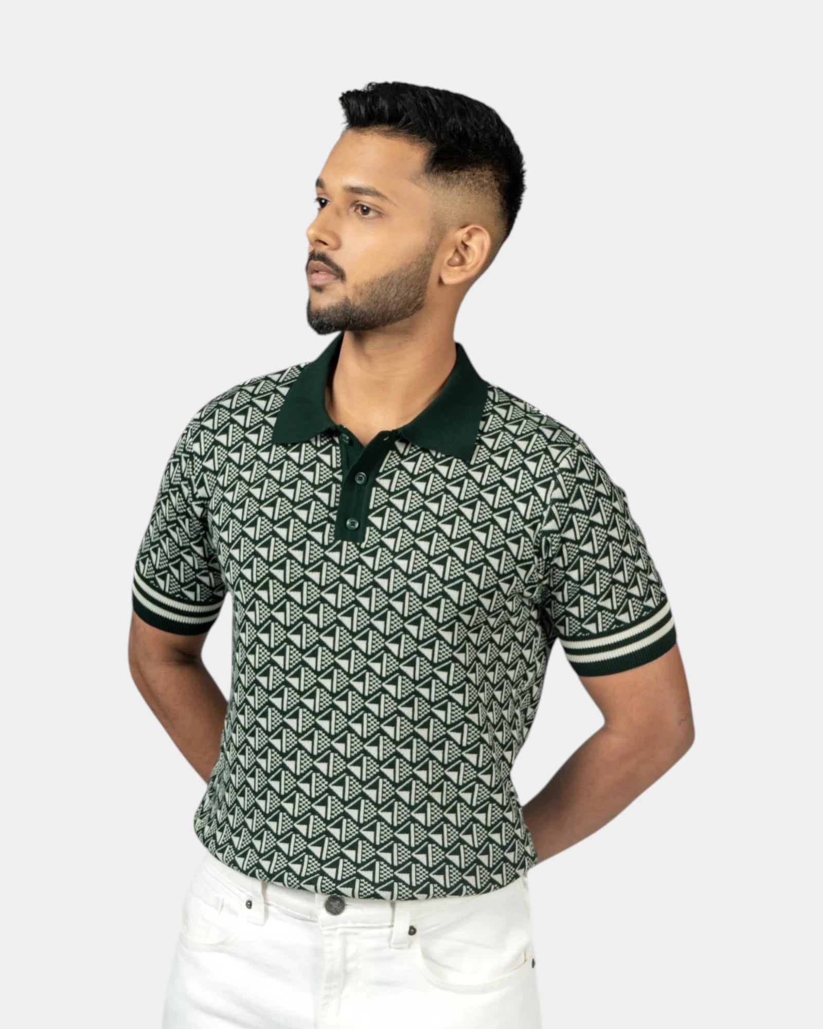 Noir Matrix — Jacquard Polo