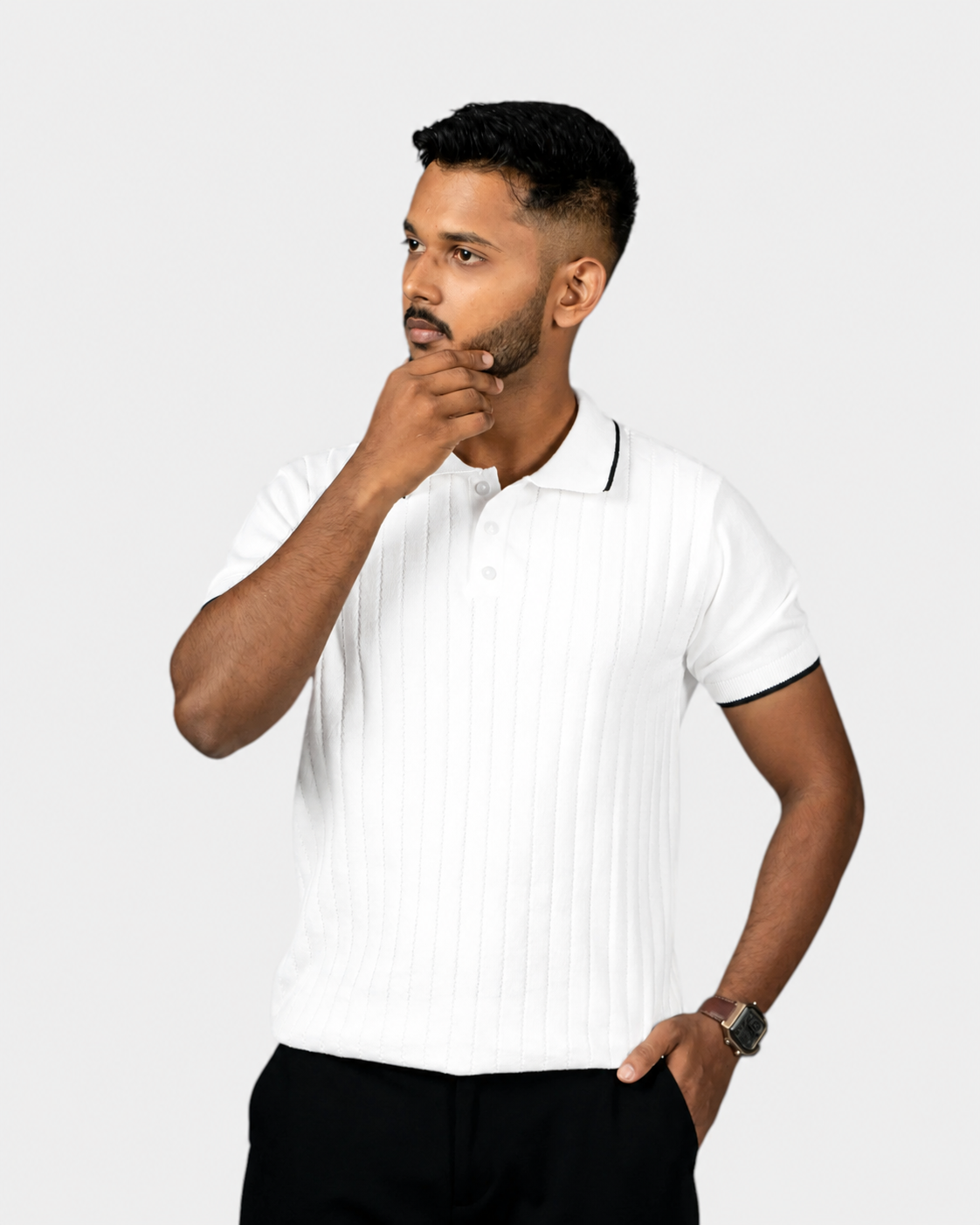 Alabaster Column — Jacquard Polo